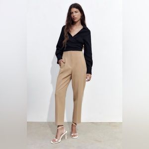 ZARA HIGH WAISTED KHAKI DRESS PANTS SIZE LARGE. Brand new, unworn.